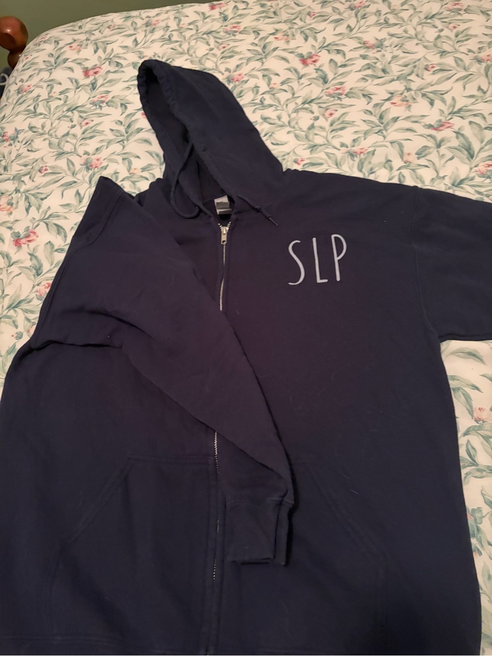 Women’s Navy Zip-Up Hoodie Sweatshirt with SLP Monogram